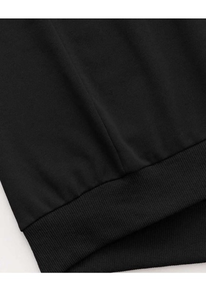 Perfectly Imperfect Baskılı Kapüşonlu Cepli Içi Yünlü Siyah Sweatshirt modelleri