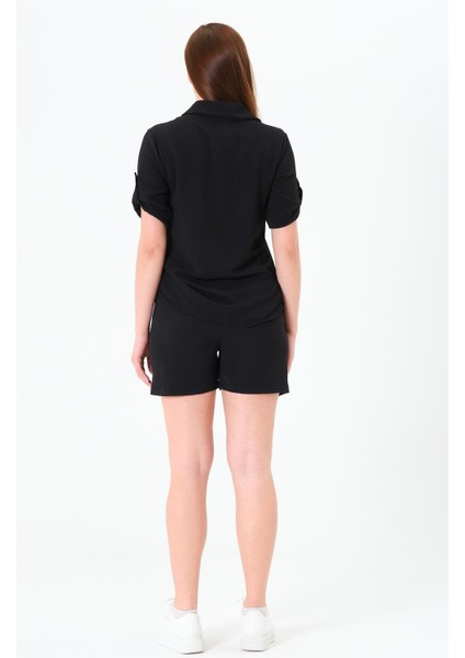 Ayrobin Kısa Kollu Gömlek Siyah indirimleri
