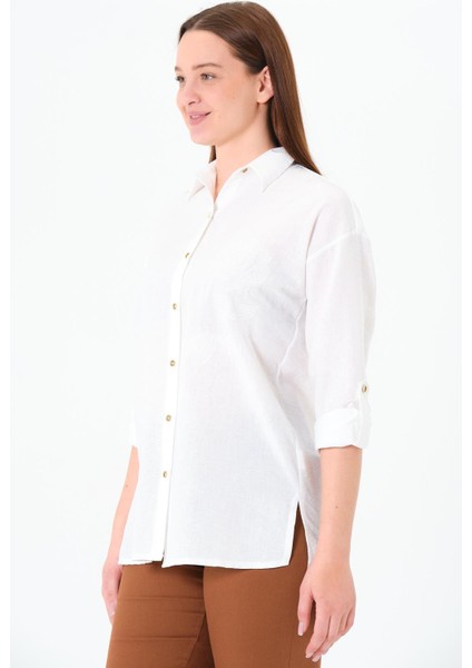 Gül Nakışlı Gömlek Ekru modelleri