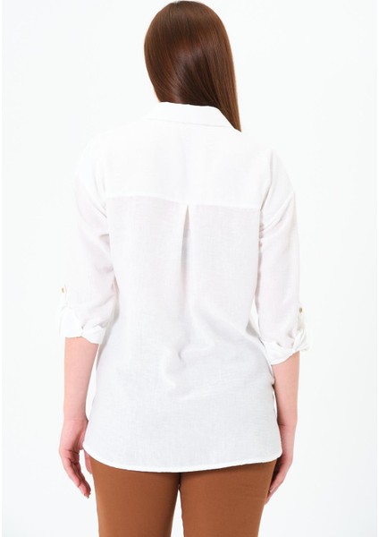 Gül Nakışlı Gömlek Ekru indirimleri