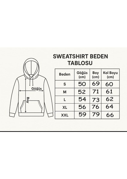 Gülümseyen Yüz Göğüs Baskılı Kapüşonlu Cepli Içi Yünlü Siyah Sweatshirt