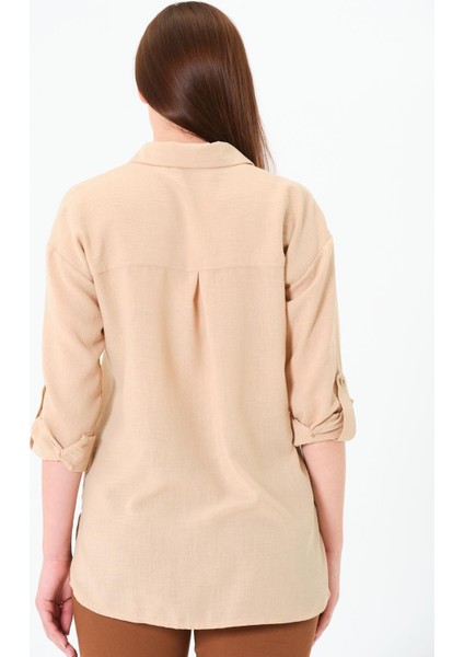 Gül Nakışlı Gömlek Bej indirimleri