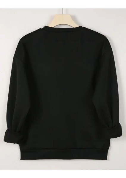 Books Baskılı Bisiklet Yaka Siyah Sweatshirt fiyatları