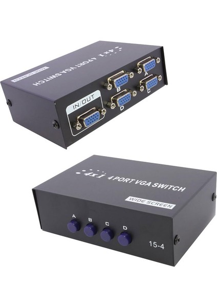 VGA Switch Çoklayıcı Anahtarlı Manuel VGA Çoğaltıcı 4 Port 4 Kasa 1 Ekran indirimleri