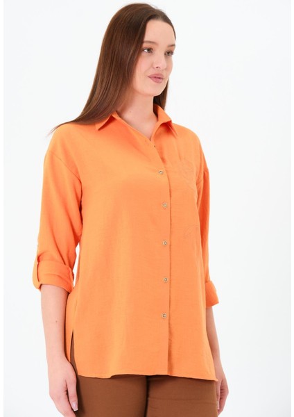 Gül Nakışlı Gömlek Oranj indirimleri