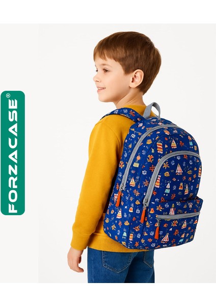 3 Bölmeli Askılı Çocuk Okul Çantası ve Kalemlik Seti Deniz Temalı Sırt Çanta - FC1110 indirimleri