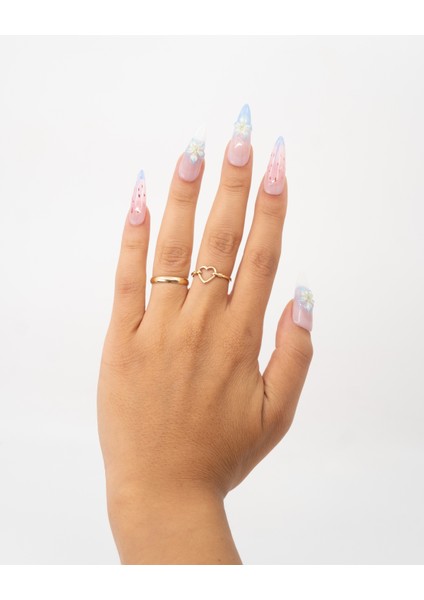 10'lu Pembe Extra Extra Extra TT1399 Tekrar Kullanılabilir El Yapımı Protez Takma Tırnak - Ten Rengi-Pembe-L