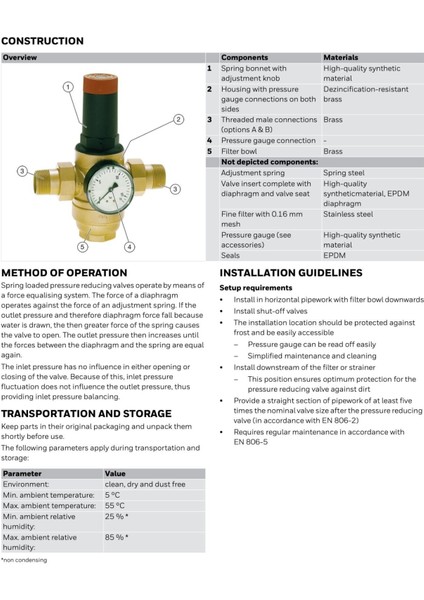 D06FH-1/2B Su Basınç Düşürücü - 1.5-12 Bar - 1/2'' fiyatları