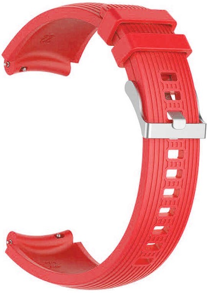 Amazfit Bip U Pro Uyumlu 20MM Çizgili Silikon Kordon-18 Kırmızı