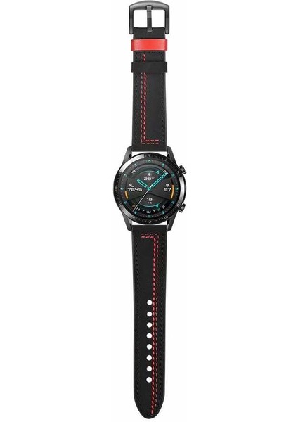 Huawei Watch Gt 3 Active (46MM) Uyumlu 22MM Suni Deri Pu Kordon-19 Siyah modelleri
