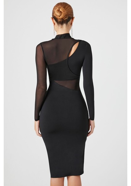 Transparan Midi Elbise