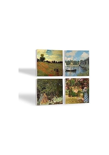 Claude Monet Bahçede, Kırda Öğle Yemeği, Argenteuil'de Köprü, Gelincikler Taş Bardak Altlığı Seti - 4 Parça - Dekoratif, Rustik Mutfak Aksesuarı, 10X10 Cm, Kaydırmaz Tabanlı SC128 fiyatları