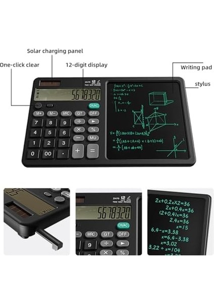 El Yazma LCD Not Defteri ile 12 Basamaklı Masaüstü Hesap Makinesi. Ofis, Okul, Ev Için Güneş Enerjili Standart Fonksiyon Hesaplayıcısı fiyatları