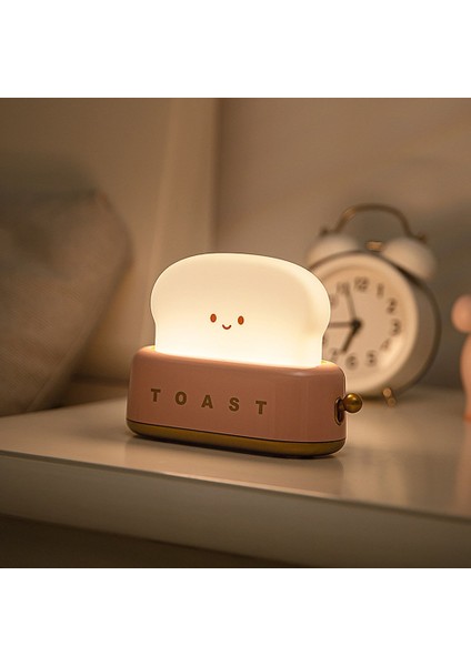 Sevimli Pembe Tost Gece Lambası - Dokunmatik LED Oda Aydınlatma