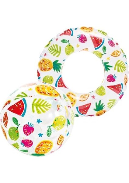 59469 Tropikal Meyve Desenli Havuz Seti 132 Cm, Su Sporları, Plaj Malzemesi, Şişme Ürün, Yüzme Aksesuarı, Kamp, Dalış, Güvenlik modelleri