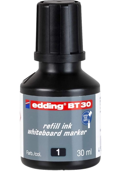 Bt 30 Beyaz Yazı Tahtası Kalemi Yedek Mürekkebi - Siyah - 30ML