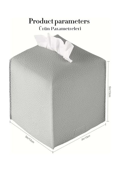 Modern Pu Deri Peçete Kutusu Kapağı, Basit Düz Renk Tutucu Kare Peçete Çantası, Banyo, Ofis, Araba, Açık Çadır, Yemek Masası Için Ideal, 13 x 13 x 13 Cm, Gümüş fiyatları