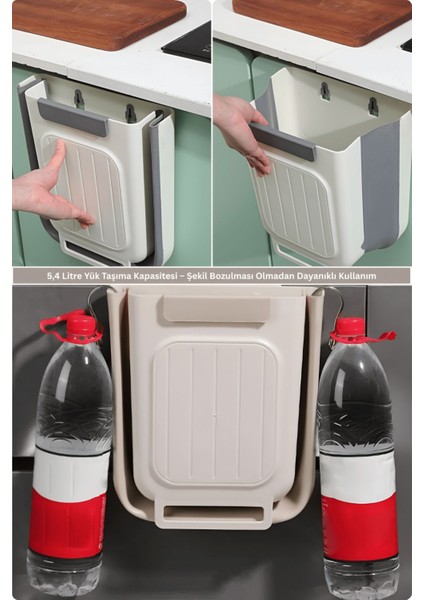 Katlanabilir Asılabilir Çöp Kovası – Büyük Boy (27,5×25×16 Cm) fırsatları