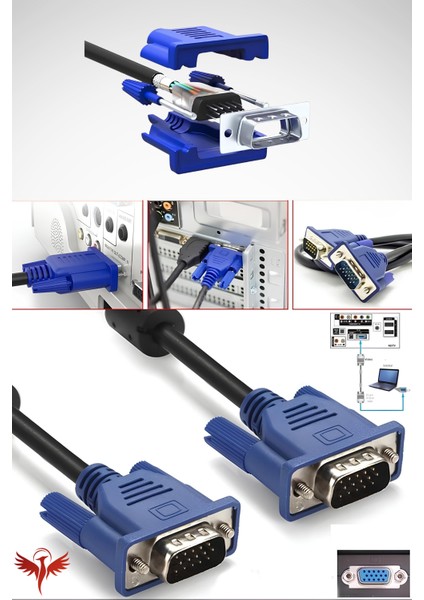 1.5 Metre VGA Kablo Monitör-Pc Görüntü Kablosu Premium 1.5mt indirimleri