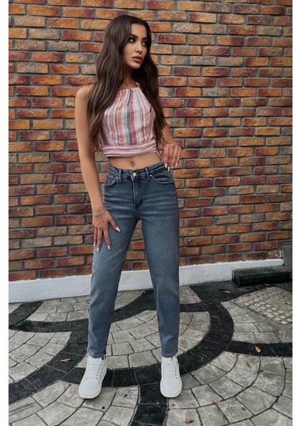 Kadın Yüksek Bel Boyfriend Likralı Kot Pantolon fiyatları