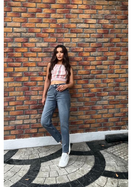 Kadın Yüksek Bel Boyfriend Likralı Kot Pantolon fırsatları