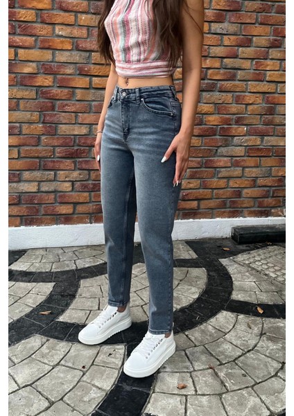 Kadın Yüksek Bel Boyfriend Likralı Kot Pantolon indirimleri