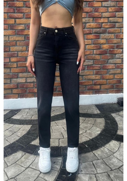 Kadın Yüksek Bel Boyfriend Likralı Kot Pantolon