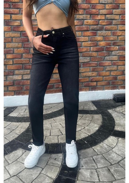 Kadın Yüksek Bel Boyfriend Likralı Kot Pantolon modelleri