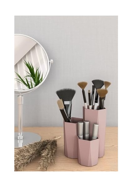 Banyo Mutfak Masa Kozmetik Düzenleyici 3 Bölmeli Makyaj Organizeri (Rose Gold) fiyatları
