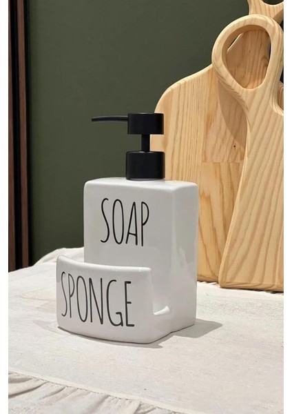 Banyo Mutfak Sıvı Katı Sabunluk Beyaz