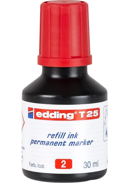 T 25 Permanent Yedek Mürekkep - Kalıcı Mürekkep - Kırmızı - 25 ml