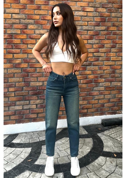 Kadın Yüksek Bel Boyfriend Likralı Kot Pantolon fiyatları