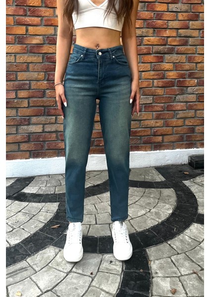 Kadın Yüksek Bel Boyfriend Likralı Kot Pantolon modelleri