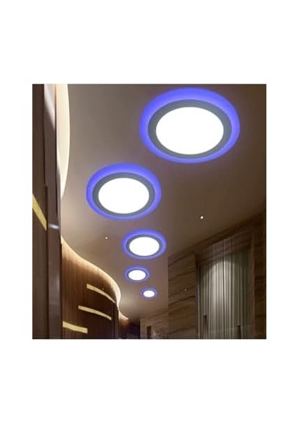 Geldi 2 Adet Çift Renkli Hero LED Panel 3+3 Watt Dış Çapı 10 cm Mavi-Beyaz Iki Renkli Tavan Spot Lambası modelleri
