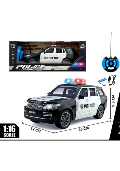 Berattoys Uzaktan Kumandalı Polis Arabası 26 cm Şarzlı Sesli Işıklı Full Fonksiyon Kumandalı Araba