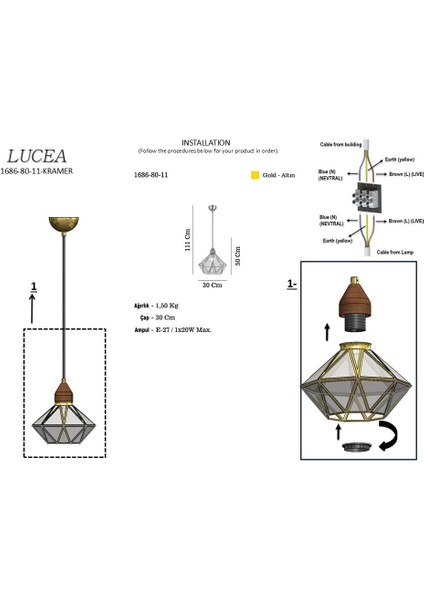 Krame Q300 Tekli Antik Avize fiyatları