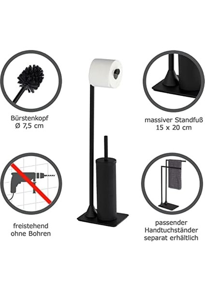 Hella Tuvalet Zemin Seti Tuvalet Fırçası Tutucu Kağıt Rulo Tutucu Siyah fiyatları