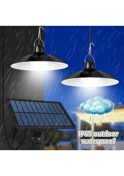 2 Lambalı Iç ve Dış Mekan Kullanımına Uygun, Solar Güneş Enerjili Tavan Aydınlatması, Beyaz Led, IP65 Su Geçirmez, Karavan, Teras, Veranda, Balkon Sarkıt LED Işık, Bahçe Armatürü fiyatları