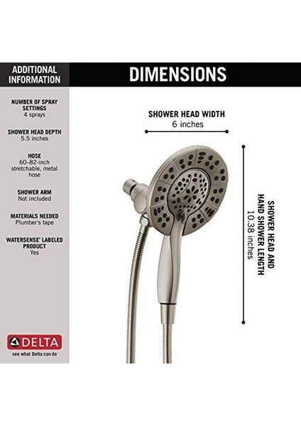 Faucet 4-Sprey IN2ITION El Spreyli Çift Duş Başlığı, Hortumlu Fırçalanmış Nikel Duş Başlığı, Duş Başlıkları ve El Duşları, El Duşu Başlıkları, Paslanmaz 58499-SS modelleri
