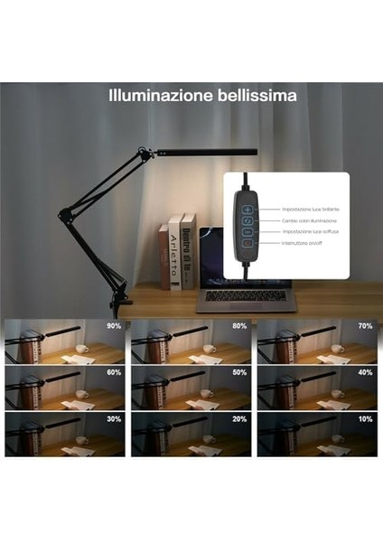 LED Klipsli Masa Lambası - Göz Bakımı 3 Işık Modu x 10 Parlaklık Seviyeleri Masa Lambası - Siyah fiyatları