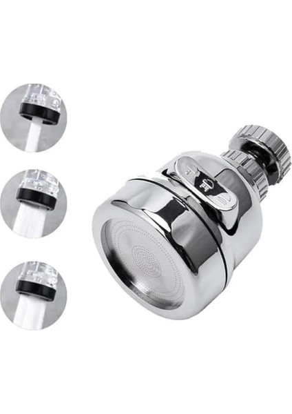 360° Dönebilen 3 Kademeli Tasarruflu Musluk Başlığı - Mutfak, Banyo ve Lavabo Için Su Tasarrufu Sağlayan Krom Kaplama Başlık, Abs Malzeme, Ofis ve Ev Uyumu, Kolay Montajlı fiyatları