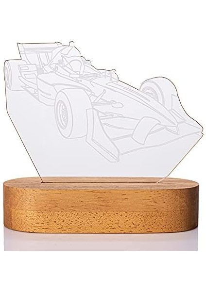 1 Yarış Arabası Tasarımlı Üç Boyutlu LED Lamba USB Bağlantılı Sarı Işık fiyatları