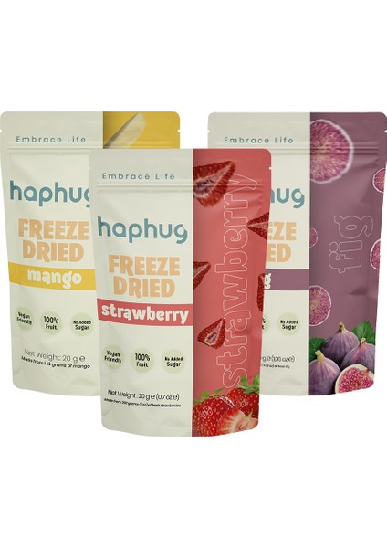Freeze Dried (Dondurularak Kurutulmuş)Yaz Meyveleri 3'lü Paket - Çilek, Mango, İncir Freeze Dry Meyve Kurusu