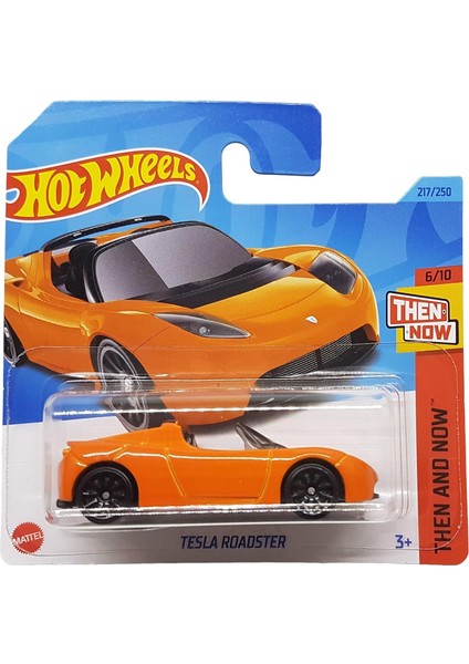 - Tesla Roadster - Then And Now 6/10 - HKJ44 - Short Card - Cabriolet - Orange - Mattel 2023