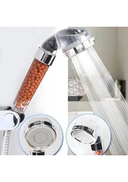 Mineral Taşlı Filtreli El Tipi Duş Başlığı - Yüksek Basınçlı Su Akışı, Cilt Dostu, Su Tasarruflu modelleri