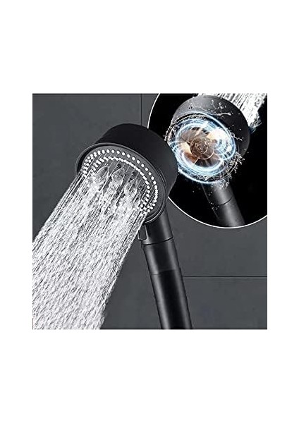 Turbo Black Power Siyah Pervaneli 5 Fonksiyonlu Yüksek Basınçlı Mat Siyah Duş Başlığı El Duşu - Garantili fiyatları