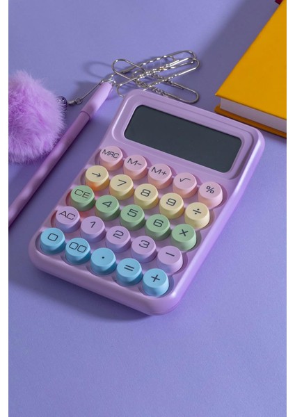 Hesap Makinesi Renkli Tasarım - Q6 (Mor)