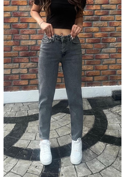 Kadın Yüksek Bel Boyfriend Likralı Kot Pantolon