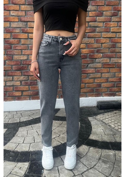 Kadın Yüksek Bel Boyfriend Likralı Kot Pantolon modelleri