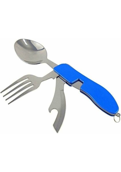 OUT-1350K Mavi Kamp Çatal Kaşık Bıçak Seti